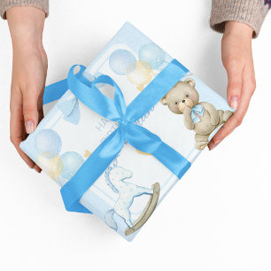 Papier Cadeau Ours En Teddy Et Cheval Rocheux