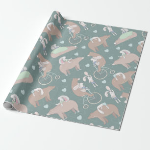 Papier Cadeau Ours et lapin