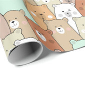 Papier Cadeau Ours et ours (Coin rond)