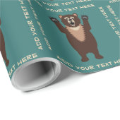 Papier Cadeau Ours gris drôle (Coin rond)