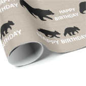 Papier Cadeau Ours grizzli avec petits | Anniversaire | Texte pe (Coin rond)