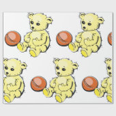 Papier Cadeau Ours Jaune Teddy (Plat)