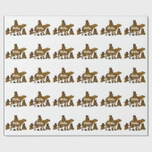 Papier Cadeau Ours Mama Avec 3 Bébés Ours Cubs Après Maman (Plat)