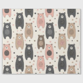 Papier Cadeau Ours mignon - Douce forêt de pastel (1) (Plat)