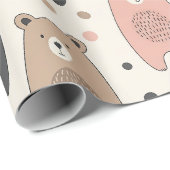 Papier Cadeau Ours mignon - Douce forêt de pastel (1) (Coin rond)