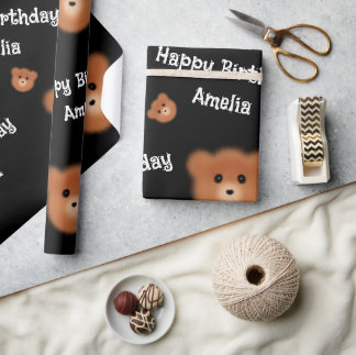 Papier Cadeau Ours mignon personnalisé