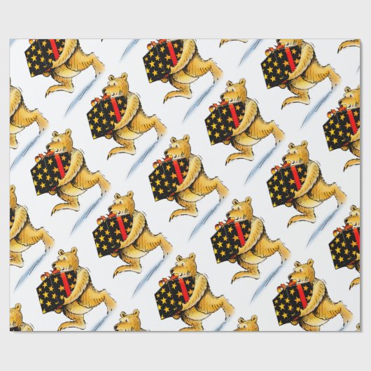 Papier Cadeau Ours mignons de Noël (Plat)