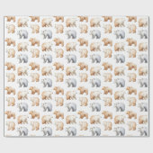 Papier Cadeau Ours mignons en blanc (Plat)