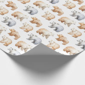 Papier Cadeau Ours mignons en blanc (Coin)