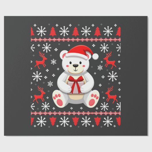Papier Cadeau Ours Noël Noël (Plat)