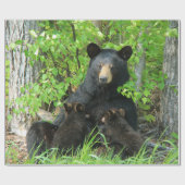 Papier Cadeau Ours noir et cubes jumeaux (Plat)