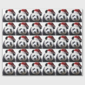 Papier Cadeau Ours panda de Noël (Plat)