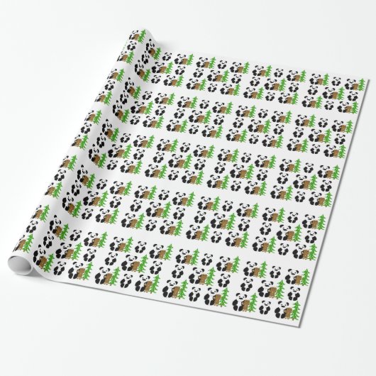 Papier Cadeau Ours Pandas de Noël (Déroulé)