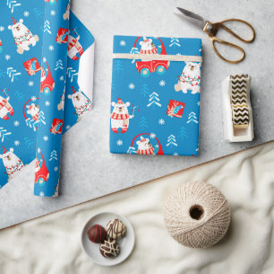 Papier Cadeau Ours polaire de Noël