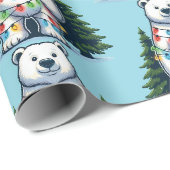 Papier Cadeau Ours polaire de Noël (Coin rond)