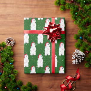 Papier Cadeau Ours polaire de Noël dans les flocons de neige