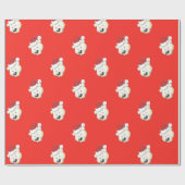 Papier Cadeau Ours polaire de Noël rouge (Plat)