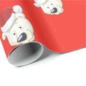 Papier Cadeau Ours polaire de Noël rouge (Coin rond)