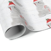 Papier Cadeau Ours Polaire De Noël Sur Bois (Coin rond)