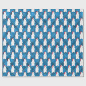 Papier Cadeau Ours Polaire De Noël Sur Plaid Bleu (Plat)