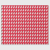 Papier Cadeau Ours polaire de patinage lunaire de Noël (Plat)