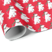 Papier Cadeau Ours polaire de patinage lunaire de Noël (Coin rond)
