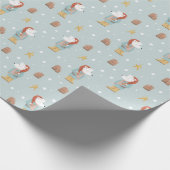 Papier Cadeau Ours polaire d'hiver moderne et flocons de neige N (Coin)