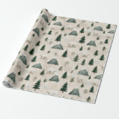 Papier Cadeau Ours polaire et pin à l'aquarelle (Déroulé)