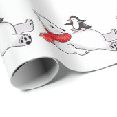 Papier Cadeau Ours polaire et pingouin (Coin rond)
