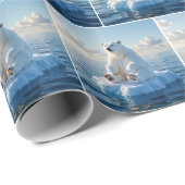 Papier Cadeau Ours polaire flottant sur une banquise (Coin rond)