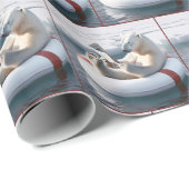 Papier Cadeau Ours polaire lisant un journal (Coin rond)