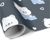 Papier Cadeau Ours polaire mignon (Coin rond)