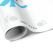 Papier Cadeau Ours polaire mignon bébé garçon bleu (Coin rond)