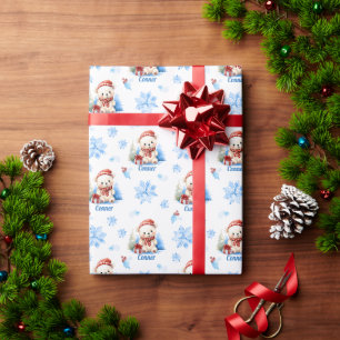 Papier Cadeau Ours polaire mignon Noël personnalisé