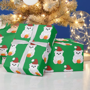 Papier Cadeau Ours polaire Noël chapeau de Noël mignon motif ver
