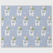 Papier Cadeau Ours polaire Noël d'hiver Clause Neige de Noël (Plat)