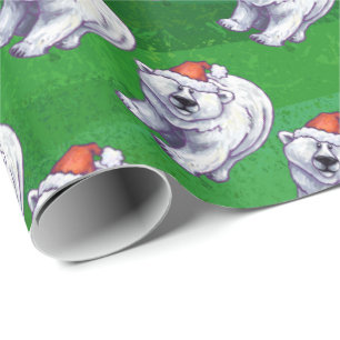 Papier Cadeau Ours polaire Noël sur vert