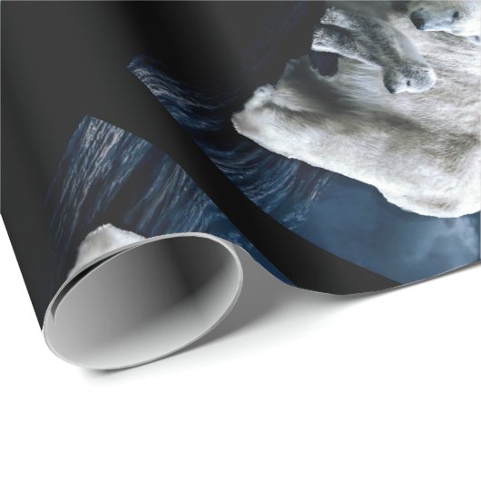 Papier Cadeau Ours polaire - Noir en miroir (Coin rond)