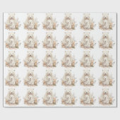 Papier Cadeau Ours polaire, Nouvel An (Plat)