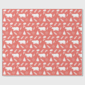 Papier Cadeau Ours polaire Papier d'enveloppement de pin rouge d (Plat)