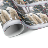 Papier Cadeau Ours polaires de Noël (Coin rond)