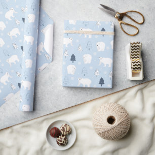 Papier Cadeau Ours polaires des bois d'hiver