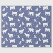 Papier Cadeau Ours polaires et flocons de neige - bleu (Plat)