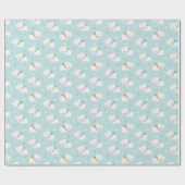 Papier Cadeau Ours polaires mignons avec foulards bleu clair (Plat)