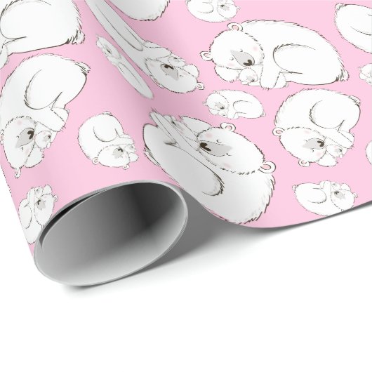 Papier Cadeau Ours rose (Coin rond)