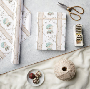 Papier Cadeau Ours Teddy Mignonne Adorable Whimsy Sweet Greenery