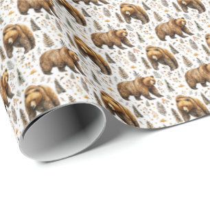 Papier Cadeau Ours Thème Cadeau Envelopper Animaux sauvages