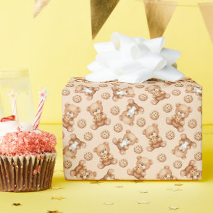 Papier Cadeau Ourson lait et cookies motif sans couture mignon