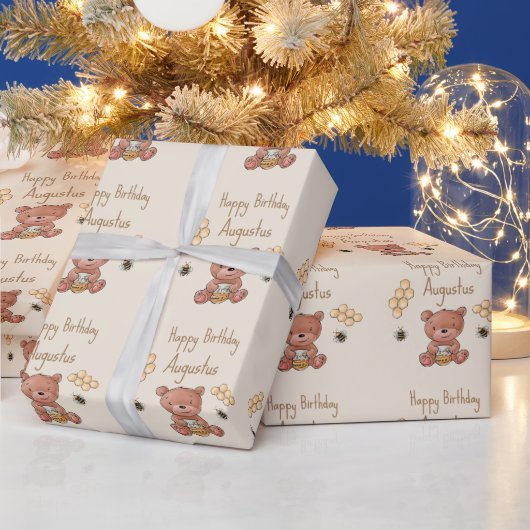 Papier Cadeau Ourson Miel Mignon Bébé (Vacances)