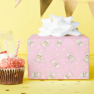 Papier Cadeau Ourson pastel mignon et formes géométriques sans c